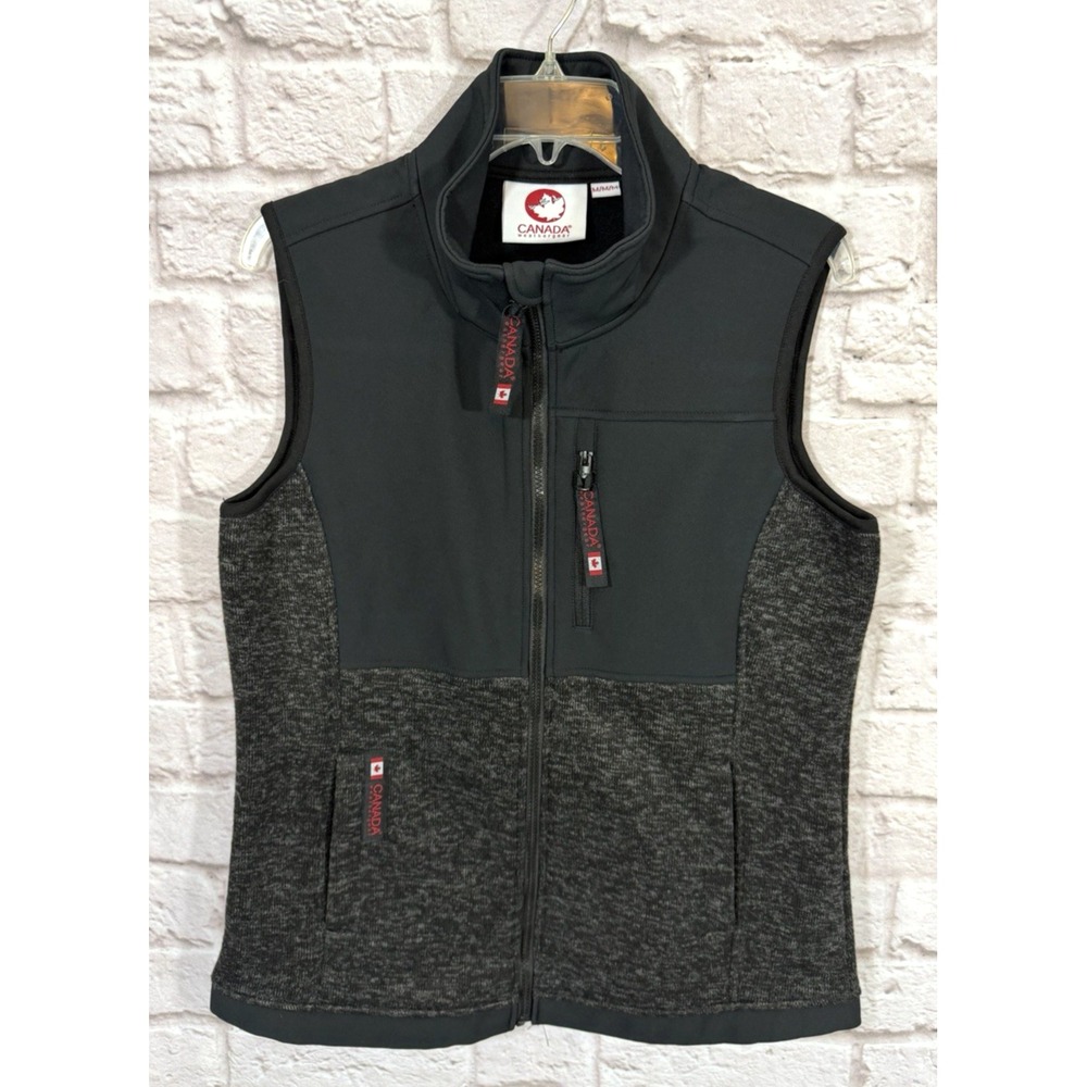 Canada Weathergear Vest Women Medium Black Heather Gray Full Zip Outdoor Layer